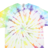 GILDAN Mens White & Multicolour Tie Dye T-Shirt M Short Sleeve Crew Neck Cotton