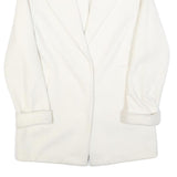 Womens White Button Jacket M Plain Classic M Length Elegant