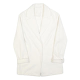 Womens White Button Jacket M Plain Classic M Length Elegant