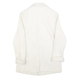 Womens White Button Jacket M Plain Classic M Length Elegant