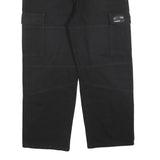 SI4 Mens Cotton Black Regular Fit Straight Leg Trousers W36 L26 Cargo Pocket Zip