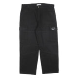 SI4 Mens Cotton Black Regular Fit Straight Leg Trousers W36 L26 Cargo Pocket Zip