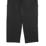 SI4 Mens Cotton Black Regular Fit Straight Leg Trousers W36 L26 Cargo Pocket Zip