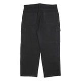 SI4 Mens Cotton Black Regular Fit Straight Leg Trousers W36 L26 Cargo Pocket Zip