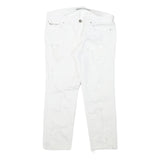 HEACH Womens Slim White Denim Slim Jeans W29 L24 Distressed Zip
