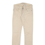 GUESS Womens Cotton Blend Slim Slim Leg Beige Trousers W27 L32 Stylish Casual