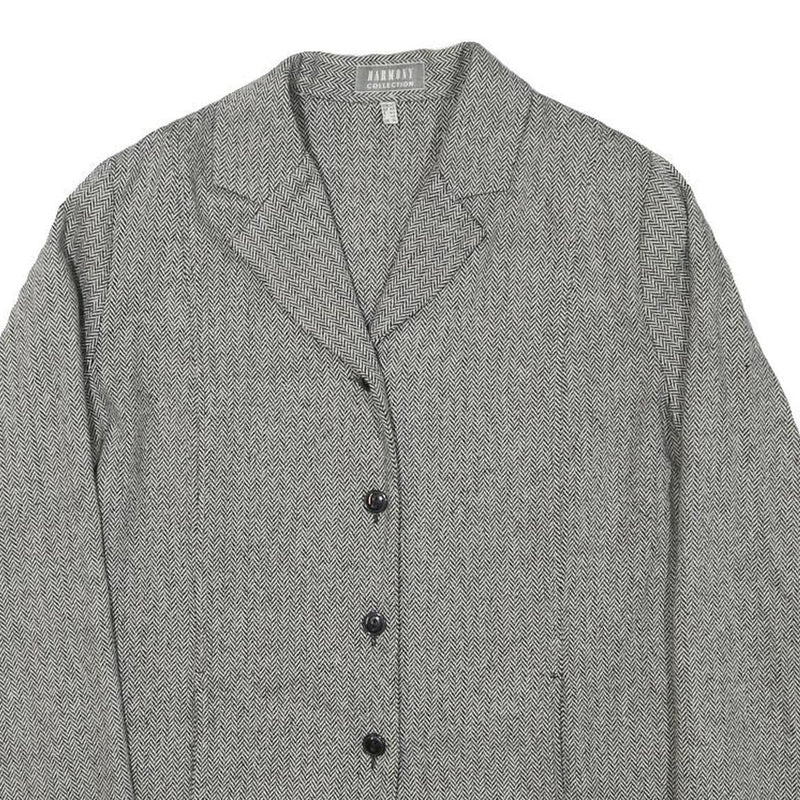 HARMONY COLLECTION Womens Grey Wool Blend Herringbone Jacket UK 14 Button