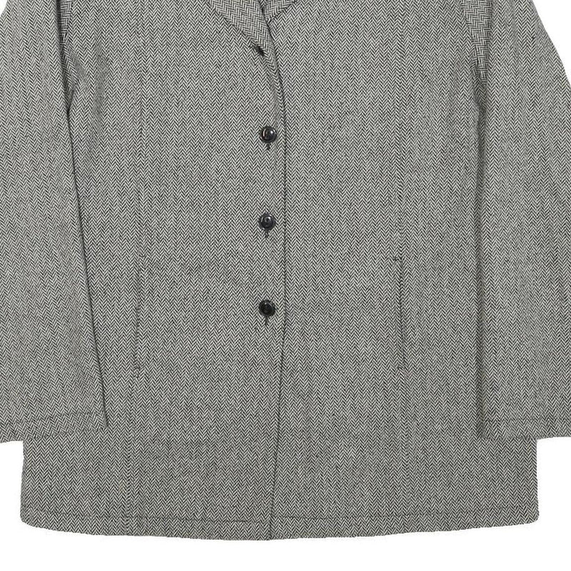 HARMONY COLLECTION Womens Grey Wool Blend Herringbone Jacket UK 14 Button