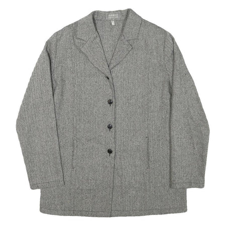 HARMONY COLLECTION Womens Grey Wool Blend Herringbone Jacket UK 14 Button