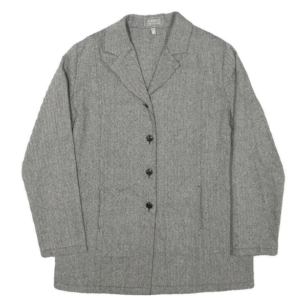 HARMONY COLLECTION Womens Grey Wool Blend Herringbone Jacket UK 14 Button