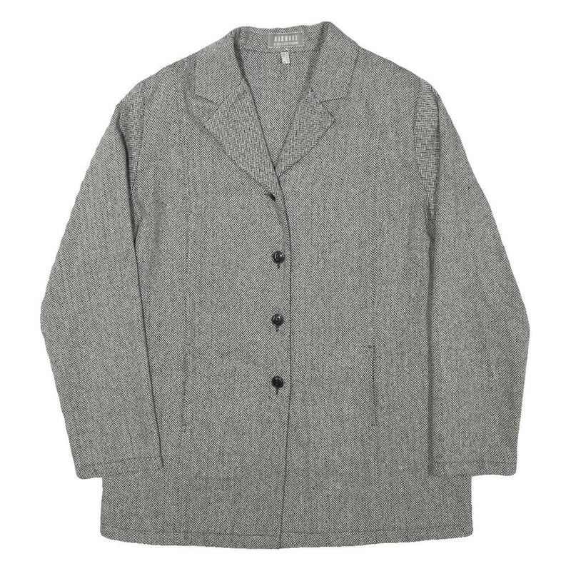HARMONY COLLECTION Womens Grey Wool Blend Herringbone Jacket UK 14 Button