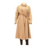 Womens Beige Button Jacket M Cotton Blend Plain Belted Classic Casual Outerwear