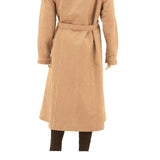 Womens Beige Button Jacket M Cotton Blend Plain Belted Classic Casual Outerwear