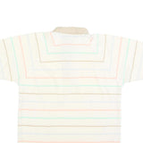 TEE TOP Mens Cream Polo Shirt M Cotton Blend Short Sleeve Striped Casual