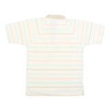 TEE TOP Mens Cream Polo Shirt M Cotton Blend Short Sleeve Striped Casual