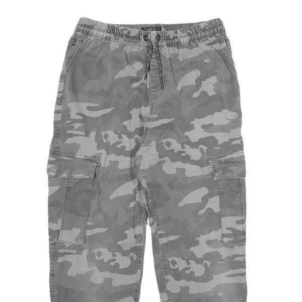 NEXT Womens Cotton Blend Grey Camouflage Regular Fit Cargo Trousers W26 L26