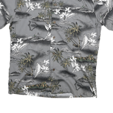 Mens Grey Hawaiian Cotton Blend Shirt M Tropical Print Casual Summer