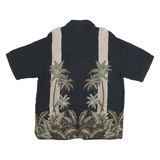 PIERRE CARDIN Mens Black Beige Tropical Rayon Shirt 2XL Button Pattern Casual