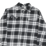 JACHS Mens Black & White Check Shirt M Button Long Sleeve Casual Cotton Blend