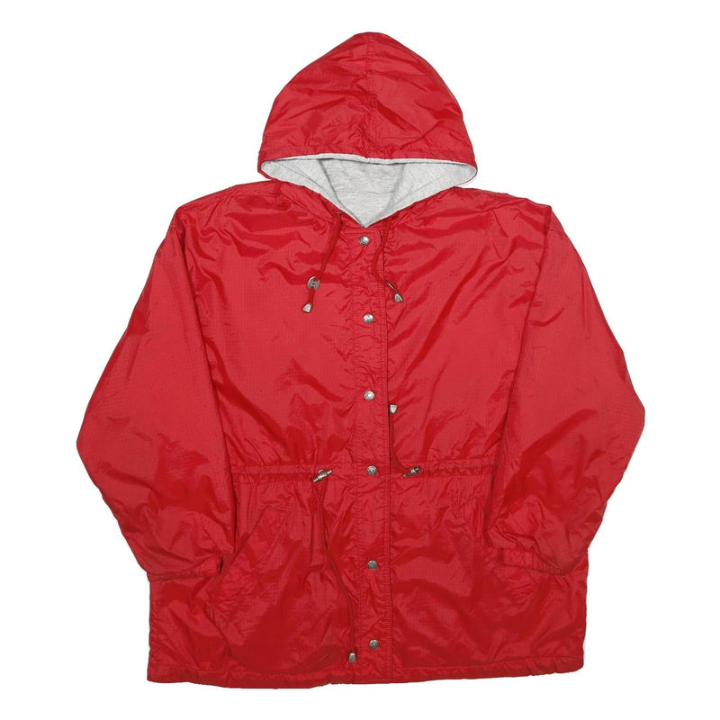 BASIC EDITIONS Womens Red & Grey Reversible Nylon Jacket XL Button Closure