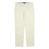TOMMY HILFIGER Mens Cotton Cream Regular Straight Trousers W32 L31 Casual