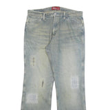 BIG STAR Mens Jeans Blue Regular Straight Denim Light W33 L32 Cotton Blend Zip