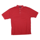 TOMMY HILFIGER Mens Red & Navy Striped Short Sleeve Polo Shirt L Casual Cotton