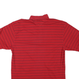 TOMMY HILFIGER Mens Red & Navy Striped Short Sleeve Polo Shirt L Casual Cotton