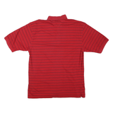 TOMMY HILFIGER Mens Red & Navy Striped Short Sleeve Polo Shirt L Casual Cotton