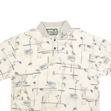 DOCKERS Mens Cream Golf Motif Short Sleeve Polo Shirt L Cotton Blend