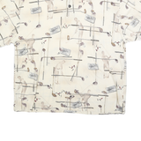 DOCKERS Mens Cream Golf Motif Short Sleeve Polo Shirt L Cotton Blend