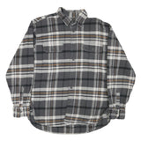 JACHS Mens Grey & Brown Check Shirt L Cotton Blend Casual Long Sleeve