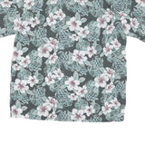HOWIE Mens Grey & White Floral Cotton Blend Shirt L Casual Summer Beachwear