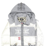 BOGNER Womens White & Grey Alaska Quilted Jacket S Polyester Zip Hooded Casual