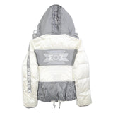 BOGNER Womens White & Grey Alaska Quilted Jacket S Polyester Zip Hooded Casual