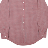 NAUTICA Mens Red & White Check Long Sleeve Shirt M Classic Button Down Cotton
