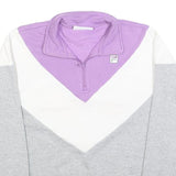 FILA Womens Purple & White & Grey Sweatshirt Collared M Colourblock Cotton Blend