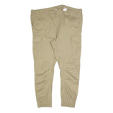 H&M Mens Cotton Blend Slim Beige Cargo Trousers W42 L30 Pocket Detail Zip