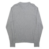 TOMMY HILFIGER Mens Grey Cotton Blend Plain Crew Neck Basic Knit Jumper L Casual