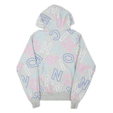 CHAMPION Mens Grey Hoodie S All Over Print Cotton Blend Pullover Casual