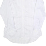 KAUF Mens White & Pale Blue Striped Cotton Blend Shirt L Classic Fit Long Sleeve