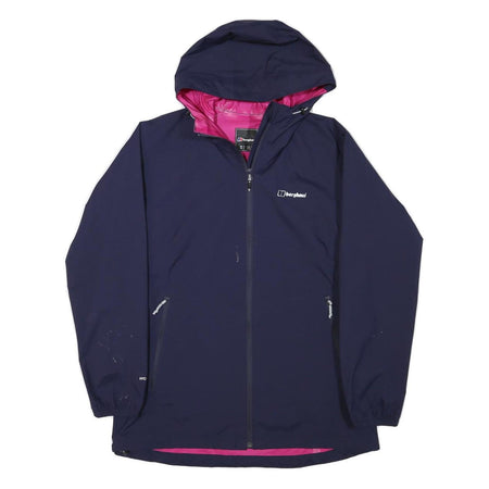 BERGHAUS Womens Blue & Pink Outdoor Jacket UK 14 Polyester Blend Hooded Zip