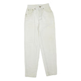 LL BEAN Womens Regular Fit Cotton Blend Denim White Jeans W24 L30 Zip Pockets