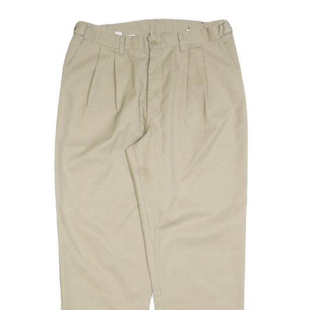 DICKIES Mens Cotton Blend Beige Regular Fit Straight Trousers W34 L32 Workwear