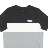 PUMA Mens Black & White & Grey Modern T-Shirt M Short Sleeve Crew Neck Logo