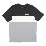 PUMA Mens Black & White & Grey Modern T-Shirt M Short Sleeve Crew Neck Logo