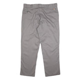 DICKIES Mens Cotton Blend Grey Regular Straight Trousers W42 L32 Workwear Zip