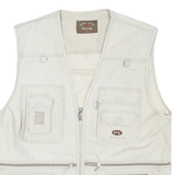 Mens Cream Cotton Blend Outdoor Waistcoat L Sleeveless Zip Pockets Relaxed Fit