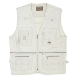 Mens Cream Cotton Blend Outdoor Waistcoat L Sleeveless Zip Pockets Relaxed Fit
