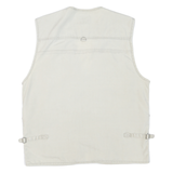 Mens Cream Cotton Blend Outdoor Waistcoat L Sleeveless Zip Pockets Relaxed Fit